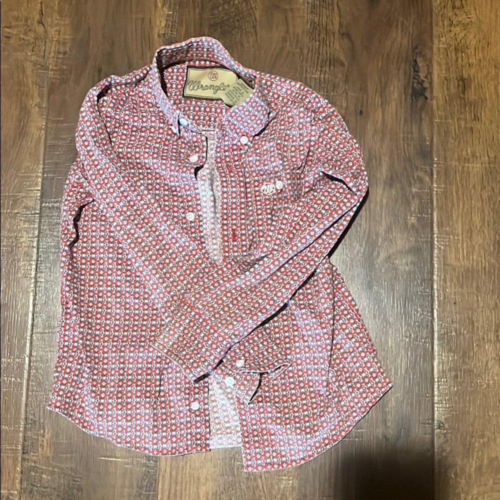 Wrangler button up western boys shirt
